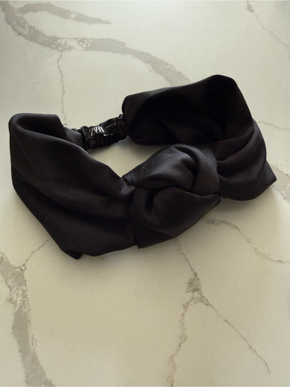 Zara Black Knotted Satin Headscarf